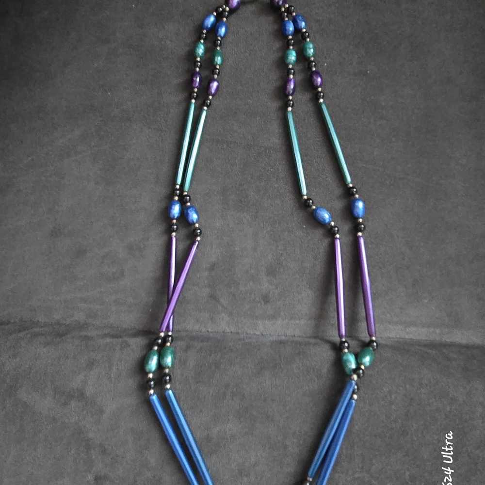 Multicolor Women’s Beaded Necklace - Blue, Teal & Purple